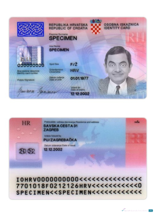 Download Croatia Identity card Photoshop template
